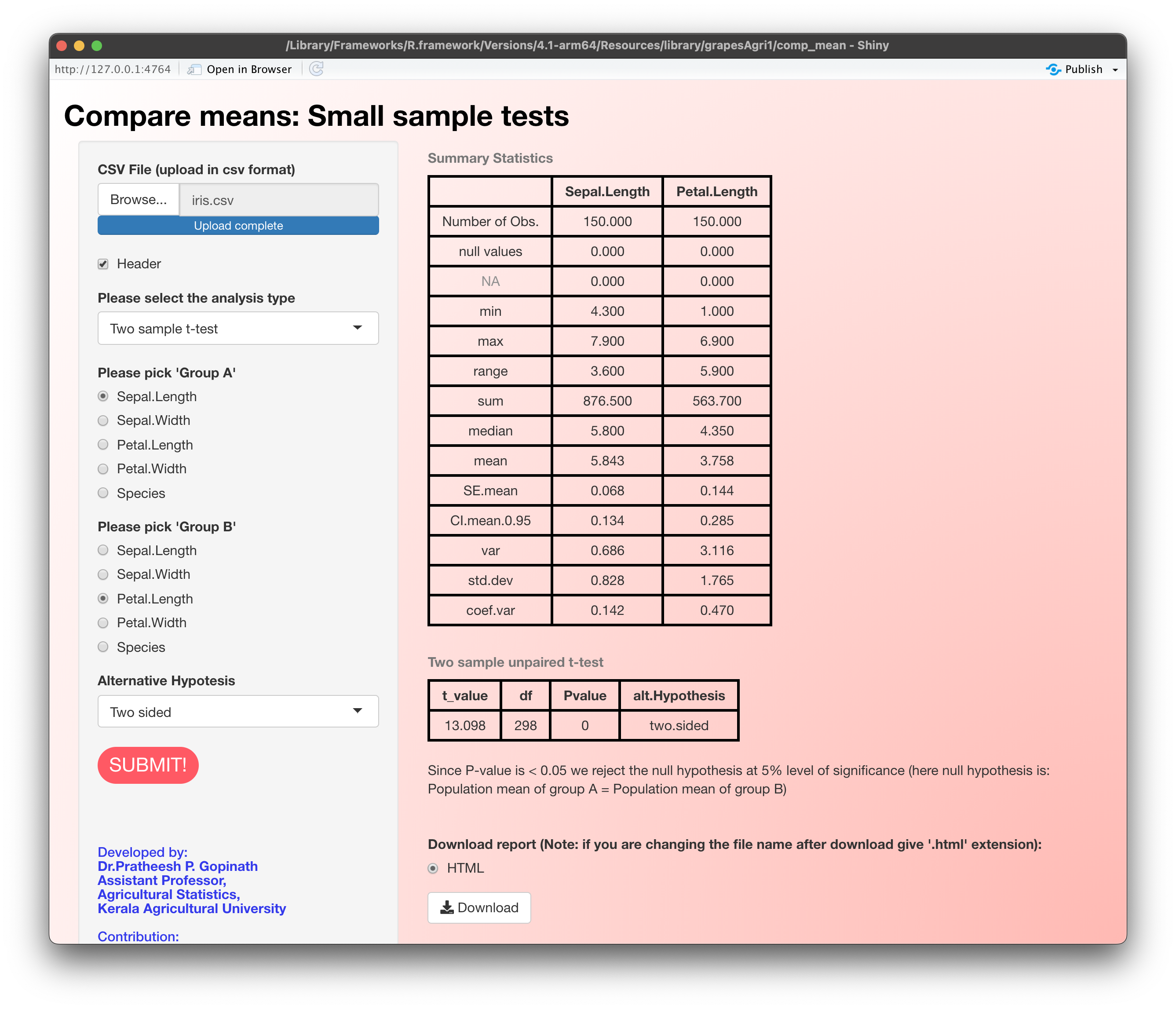 Image 5 - GrapesAgri1 ttApp (compare means) dashboard